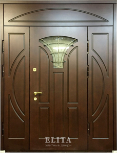 Парадная дверь в дом №19 с отделкой мдф шпон