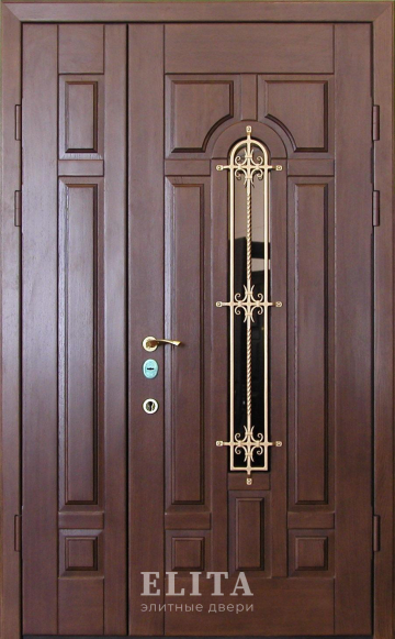Парадная дверь в дом №123 с отделкой мдф шпон