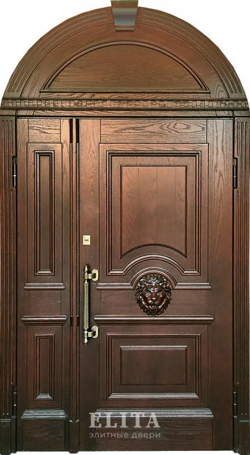 Арочная дверь №28 с отделкой массив дуба