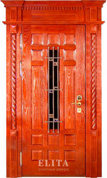 Парадная дверь в дом №8 с отделкой массив дуба