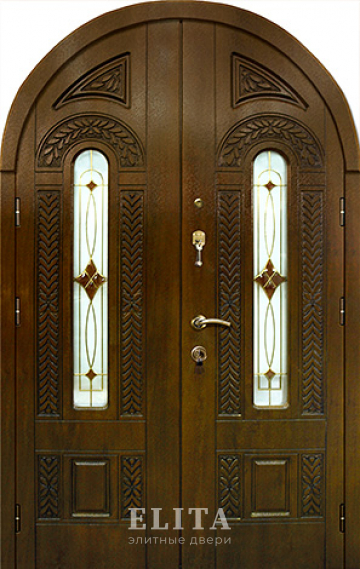 Арочная дверь №15 с отделкой массив дуба