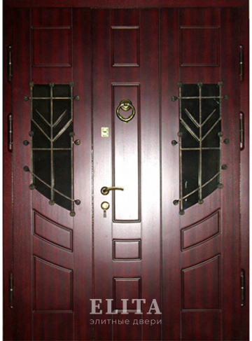 Парадная дверь в дом №6 с отделкой мдф шпон