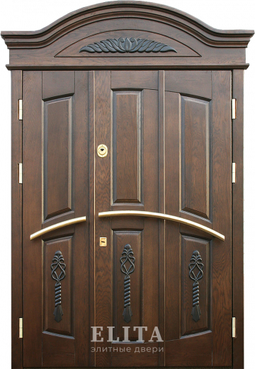 Арочная дверь №29 с отделкой массив дуба